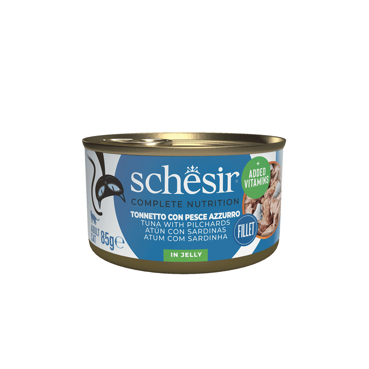 Cibo umido per gatti Schesir tonno con sardine, lattina 85 g