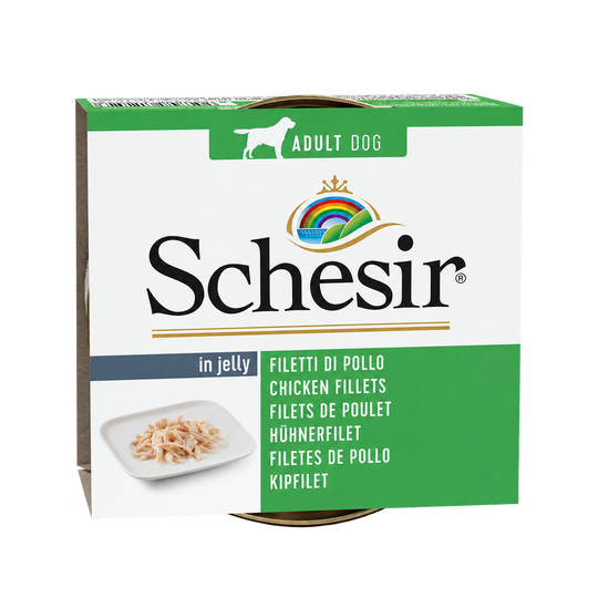 Schesir filetti di pollo in gelatina per cani adulti, lattina 150 g