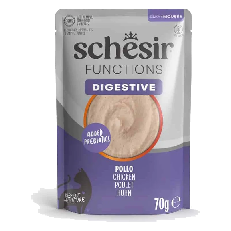 Cibo umido per gatti Schesir Functions Digestive mousse pollo, 70 g