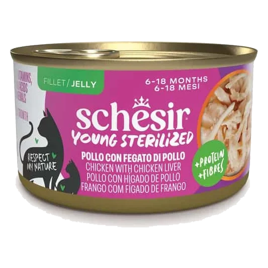Cibo umido per gatti Schesir Gattini sterilizzati pollo con fegato di pollo, 85 g
