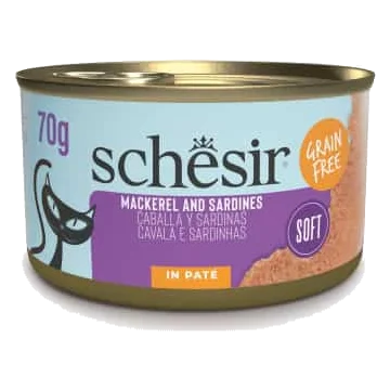 Cibo umido per gatti Schesir Grill paté sgombro con sardine, 70 g