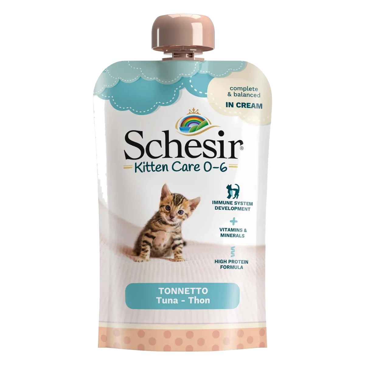 Cibo umido per gatti Schesir Crema kitten 0–6 mesi tonno, 150 g