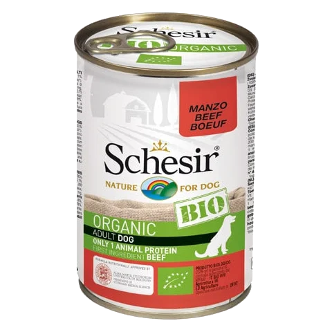 Cibo umido per cani Schesir Bio manzo, lattina 400 g