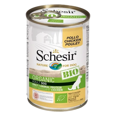 Cibo umido per cani Schesir Bio pollo, lattina 400 g