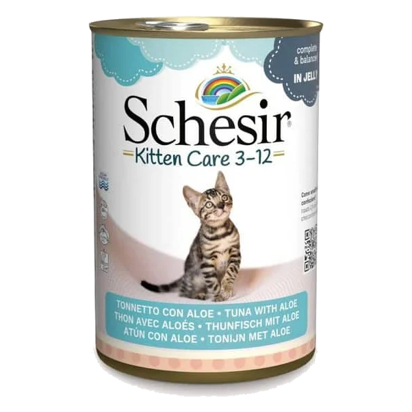 Cibo umido per gattini Schesir tonno con aloe, lattina 140 g