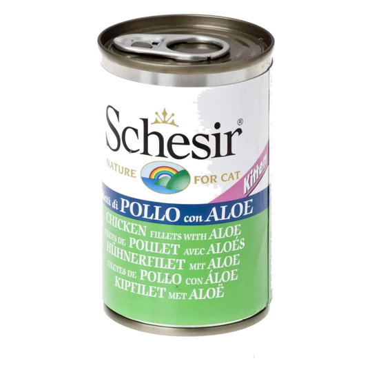 Cibo umido per gattini Schesir filetti di pollo con aloe, lattina 140 g