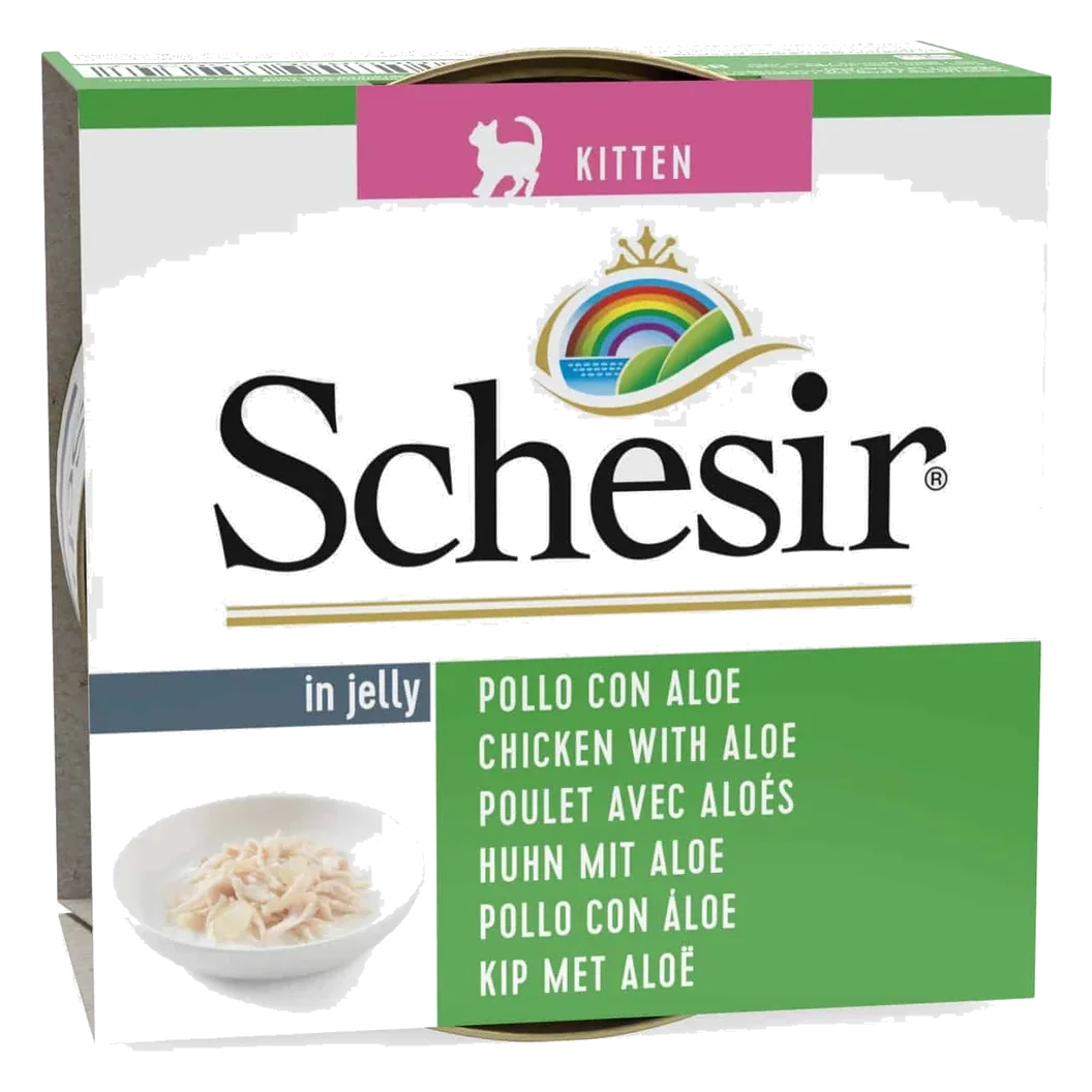 Cibo umido per gattini Schesir filetti di pollo con aloe, lattina 85 g