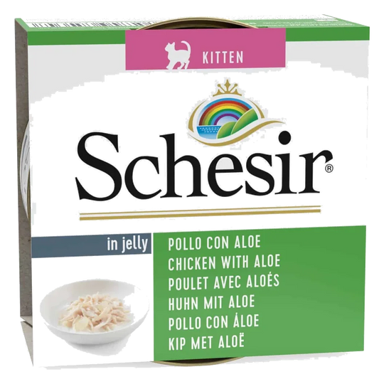 Cibo umido per gattini Schesir filetti di pollo con aloe, lattina 85 g