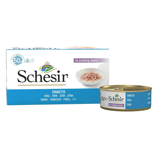 Cibo umido per gatti Schesir tonno al naturale, 6 × 50 g, multipack