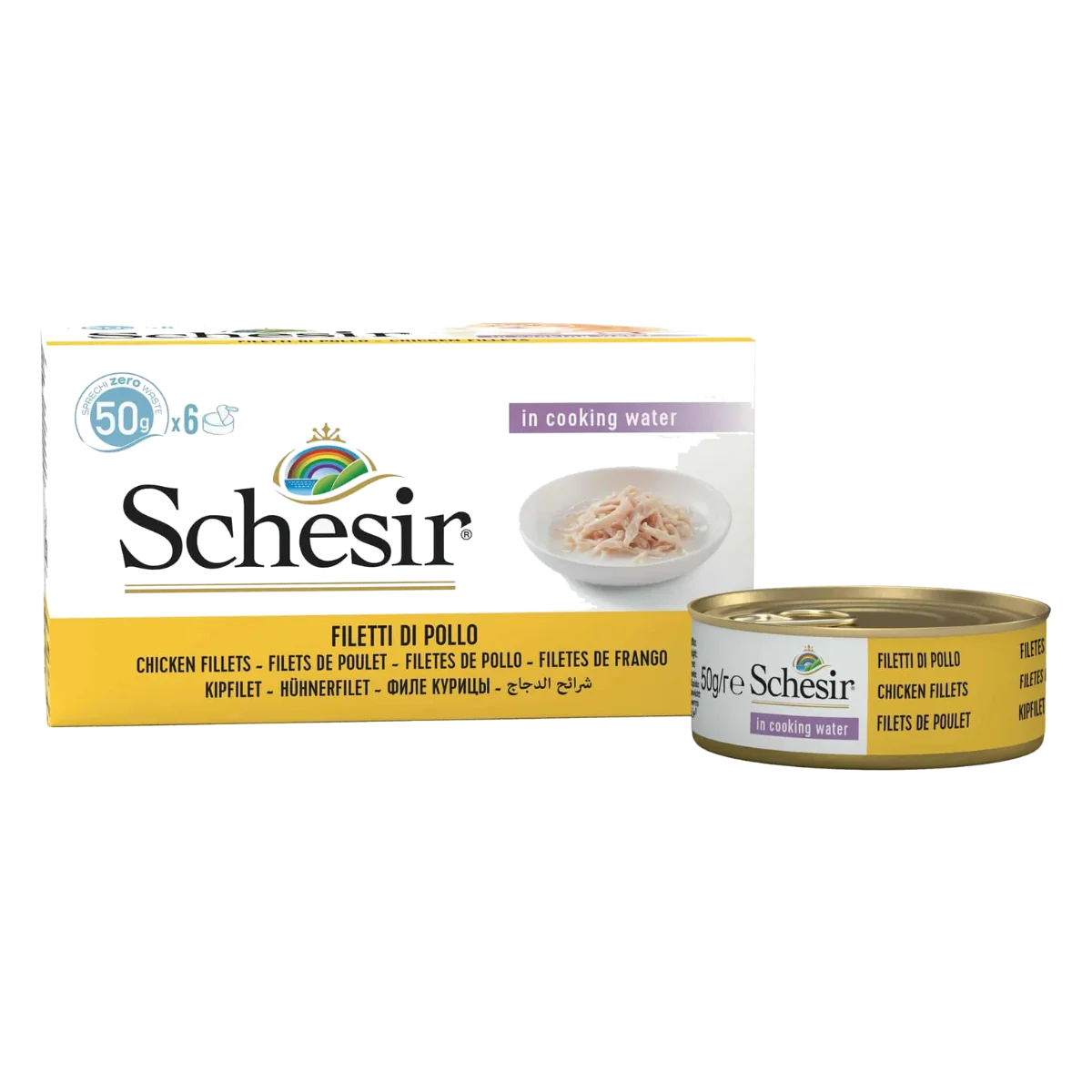 Cibo umido per gatti Schesir filetti di pollo al naturale, 6 × 50 g, multipack