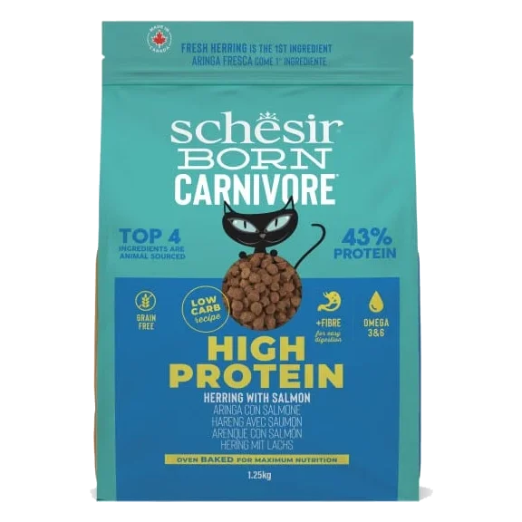 Crocchette per gatti Schesir Born Carnivore aringa e salmone, 1,25 kg