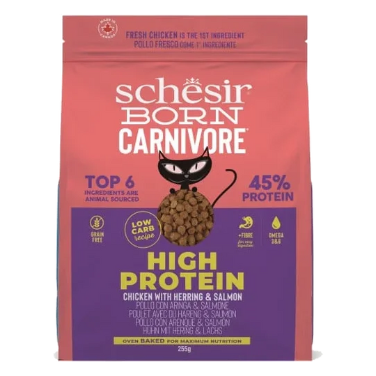 Crocchette per gatti Schesir Born Carnivore pollo con aringa e salmone, 255 g