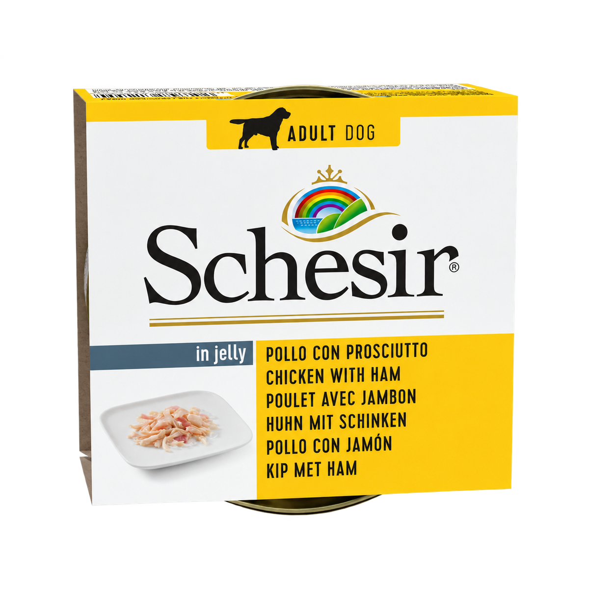Schesir pollo e prosciutto per cani adulti, lattina 150 g