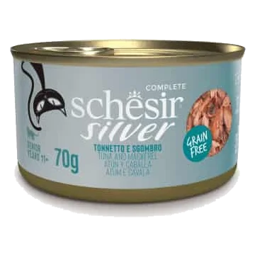 Cibo umido per gatti Schesir Silver tonno e sgombro, 70 g