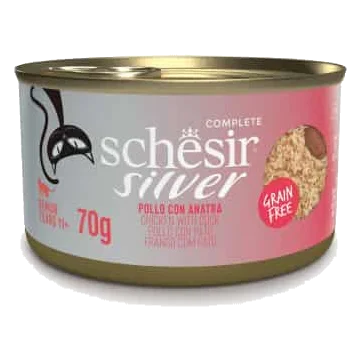 Cibo umido per gatti Schesir Silver mousse pollo con anatra, 70 g