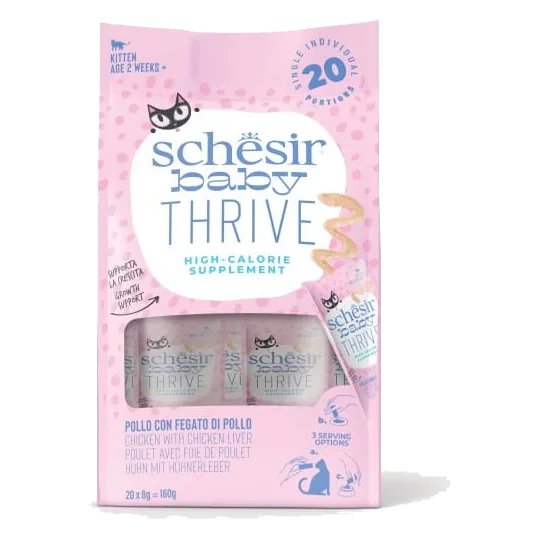 Schesir Thrive integratore pollo e fegato di pollo per gatti, 20 × 8 g