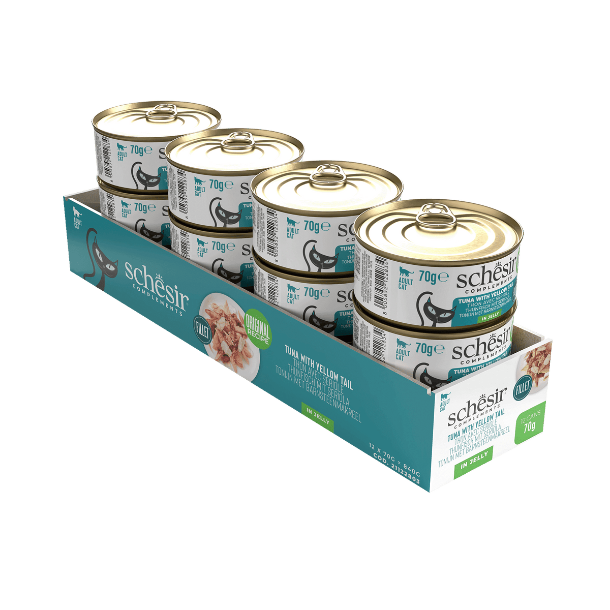 Cibo umido per gatti Schesir tonno con ricciola, lattina 70 g – immagine 2