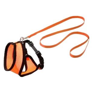 Set pettorina e guinzaglio per gatti, arancione e nero, 110 cm, 10 mm, taglia M
