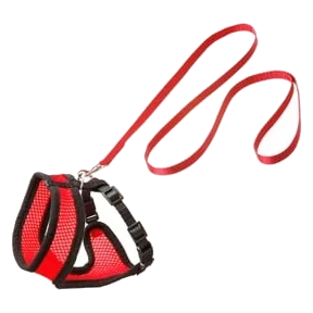 Set pettorina e guinzaglio per gatti, rosso e nero, 110 cm, 10 mm, taglia M