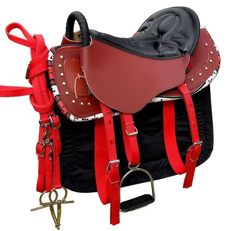 Sella in cuoio completa con accessori, 8 pezzi – vista 2