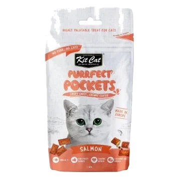 Snack per gatti Kit Cat Purrfect Pockets salmone 60 g