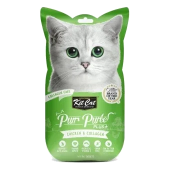 Snack per gatti Kit Cat PurrPuree Plus pollo con collagene 60 g