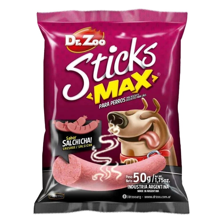 Sticks Max gusto salsiccia Dr. Zoo per cani, 50 g
