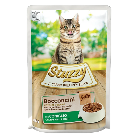 Cibo umido per gatti Stuzzy Cat coniglio, busta 85 g