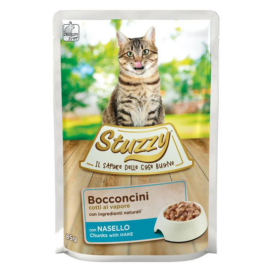 Cibo umido per gatti Stuzzy Cat nasello, busta 85 g
