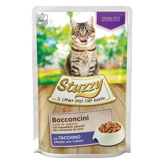 Cibo umido per gatti sterilizzati Stuzzy Cat tacchino, busta 85 g