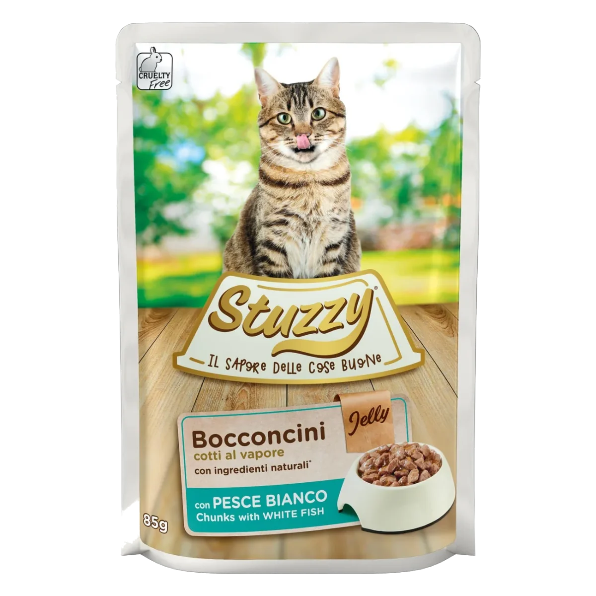 Cibo umido per gatti Stuzzy Cat pesce bianco, busta 85 g