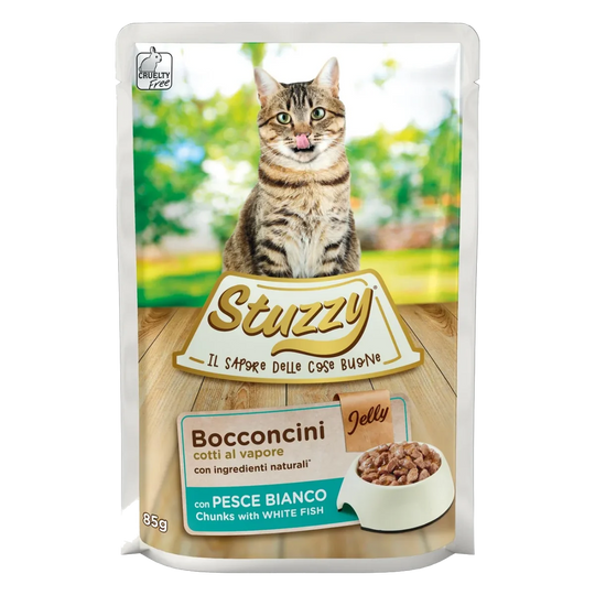 Cibo umido per gatti Stuzzy Cat pesce bianco, busta 85 g
