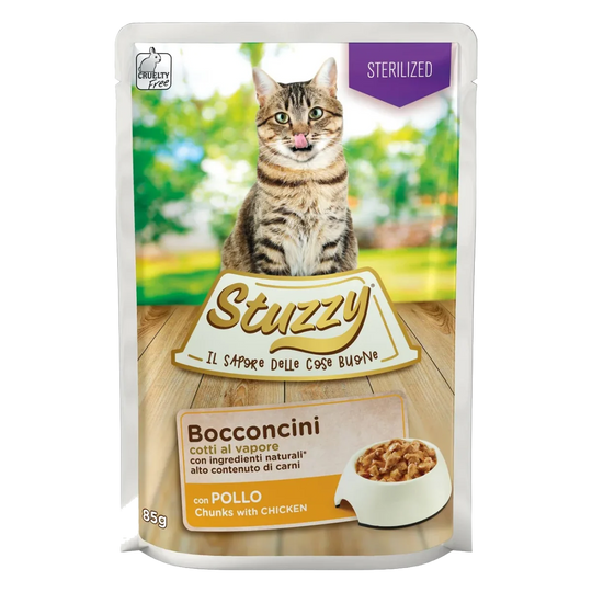 Cibo umido per gatti sterilizzati Stuzzy Cat pollo, busta 85 g