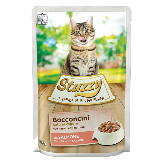 Cibo umido per gatti Stuzzy Cat salmone, busta 85 g