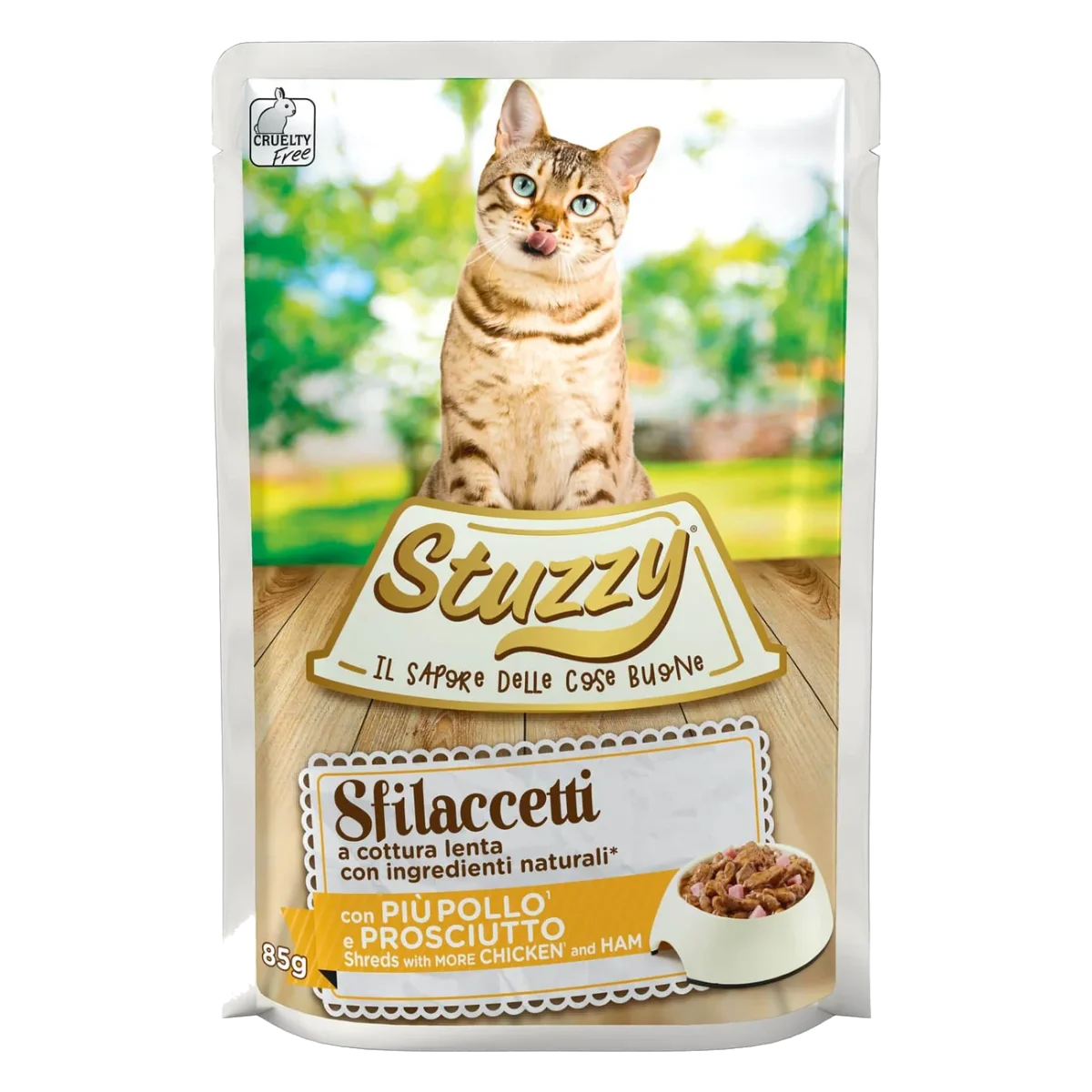 Cibo umido per gatti Stuzzy Cat Speciality pollo e prosciutto, busta 85 g