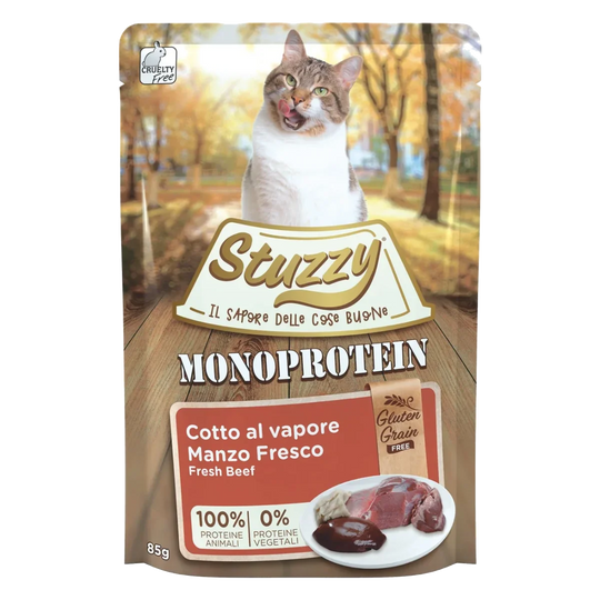 Cibo umido per gatti Stuzzy Grain Free Monoprotein manzo fresco, 85 g