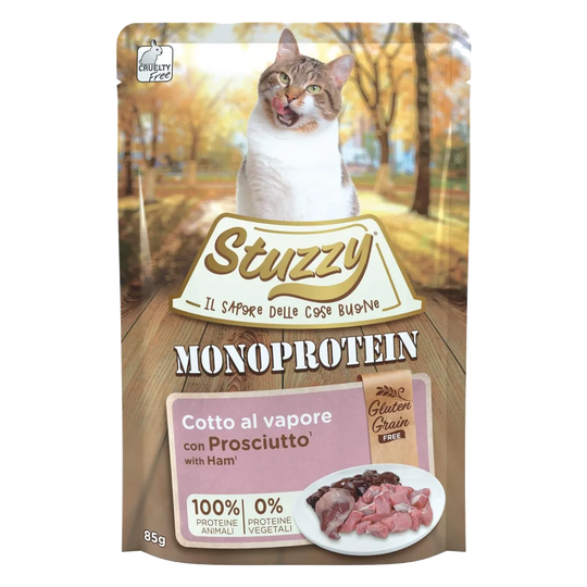 Cibo umido per gatti Stuzzy Grain Free Monoprotein prosciutto, 85 g