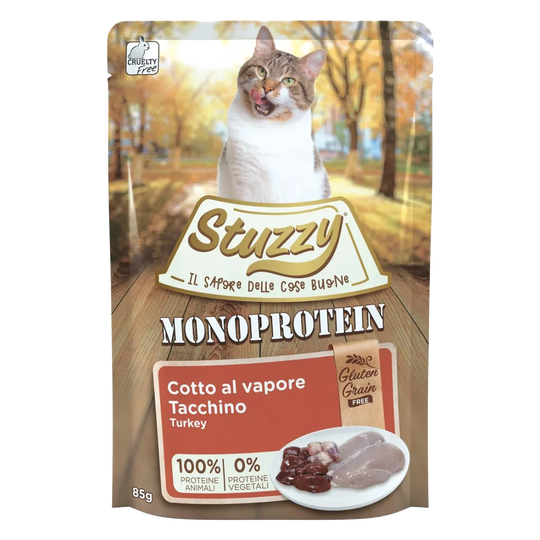 Cibo umido per gatti Stuzzy Grain Free Monoprotein tacchino, 85 g