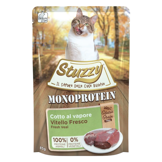 Cibo umido per gatti Stuzzy Grain Free Monoprotein vitello fresco, 85 g
