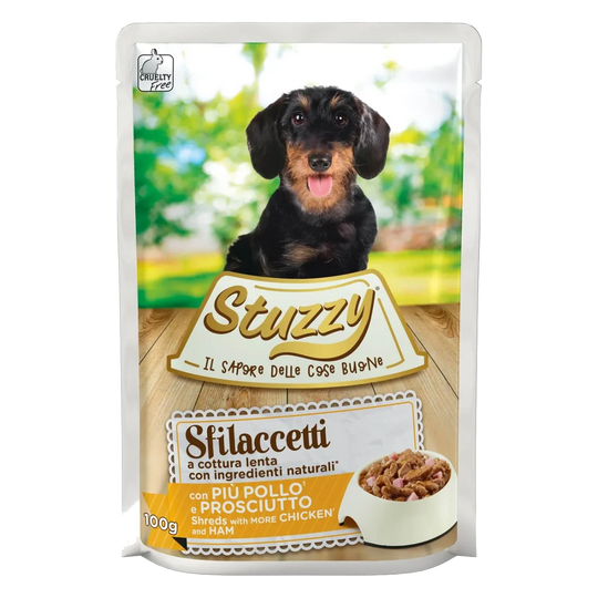 Cibo umido per cani adulti Stuzzy Speciality pollo e prosciutto, busta 100 g