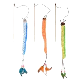 Assortimento di canne da pesca con bruco per gatti