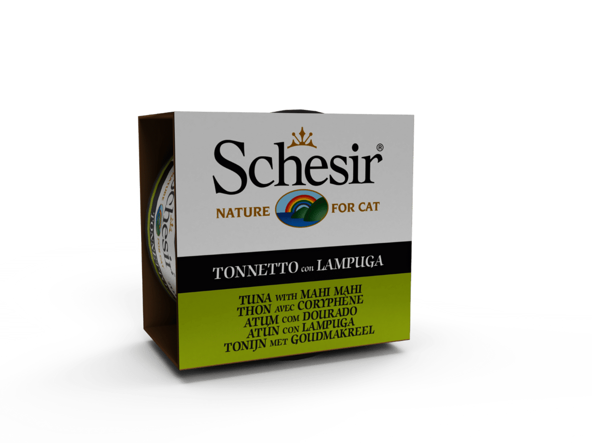 Cibo umido per gatti Schesir tonno con lampuga, lattina 85 g
