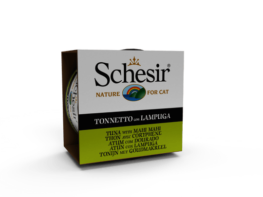 Cibo umido per gatti Schesir tonno con lampuga, lattina 85 g