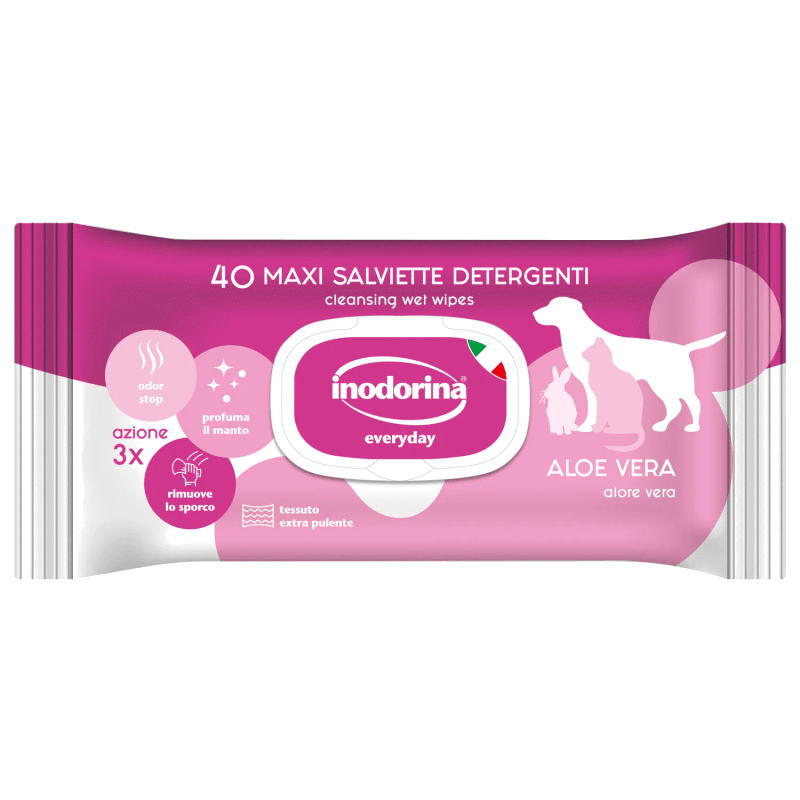 Salviette Inodorina all’aloe vera per cani