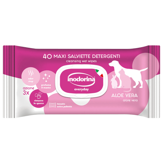Salviette Inodorina all’aloe vera per cani
