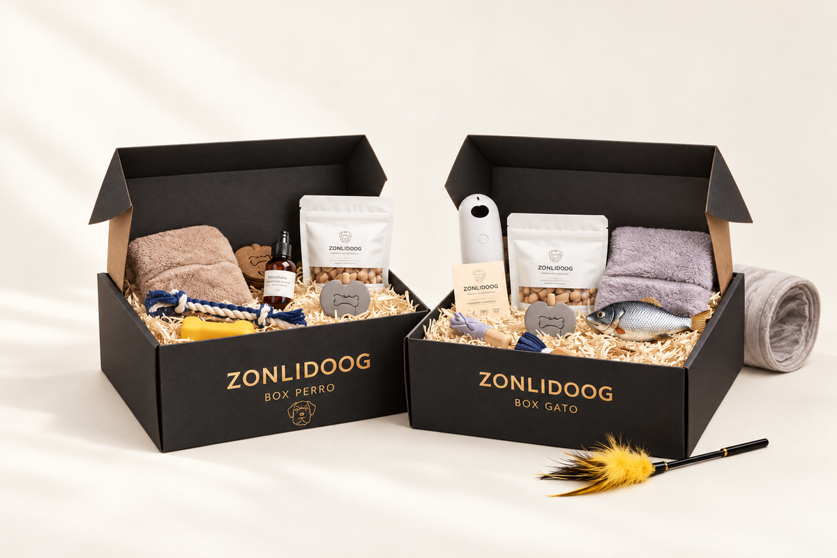 Presentazione illustrativa di ZONLIDOOG Box per cani e gatti; il contenuto dipende dalla selezione